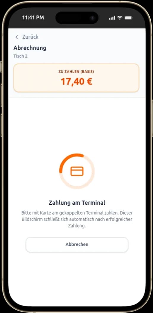 Card payment at the terminal on iPhone.