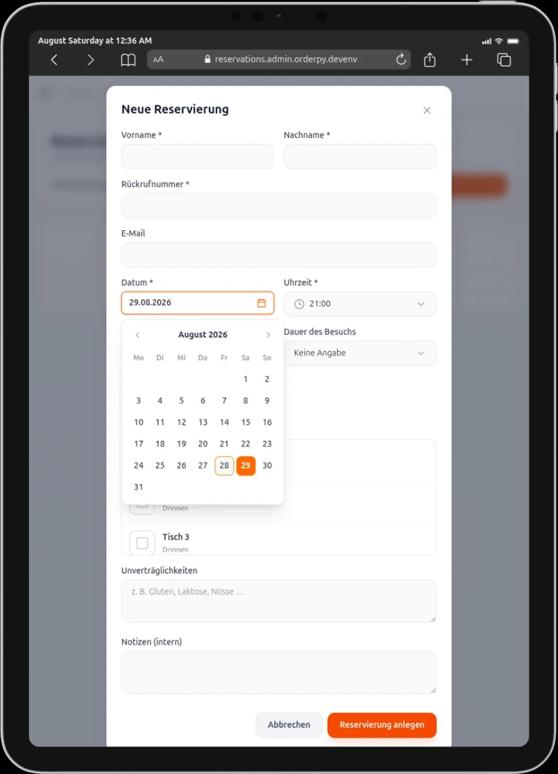 OrderPy Reservations — screenshot coming soon.